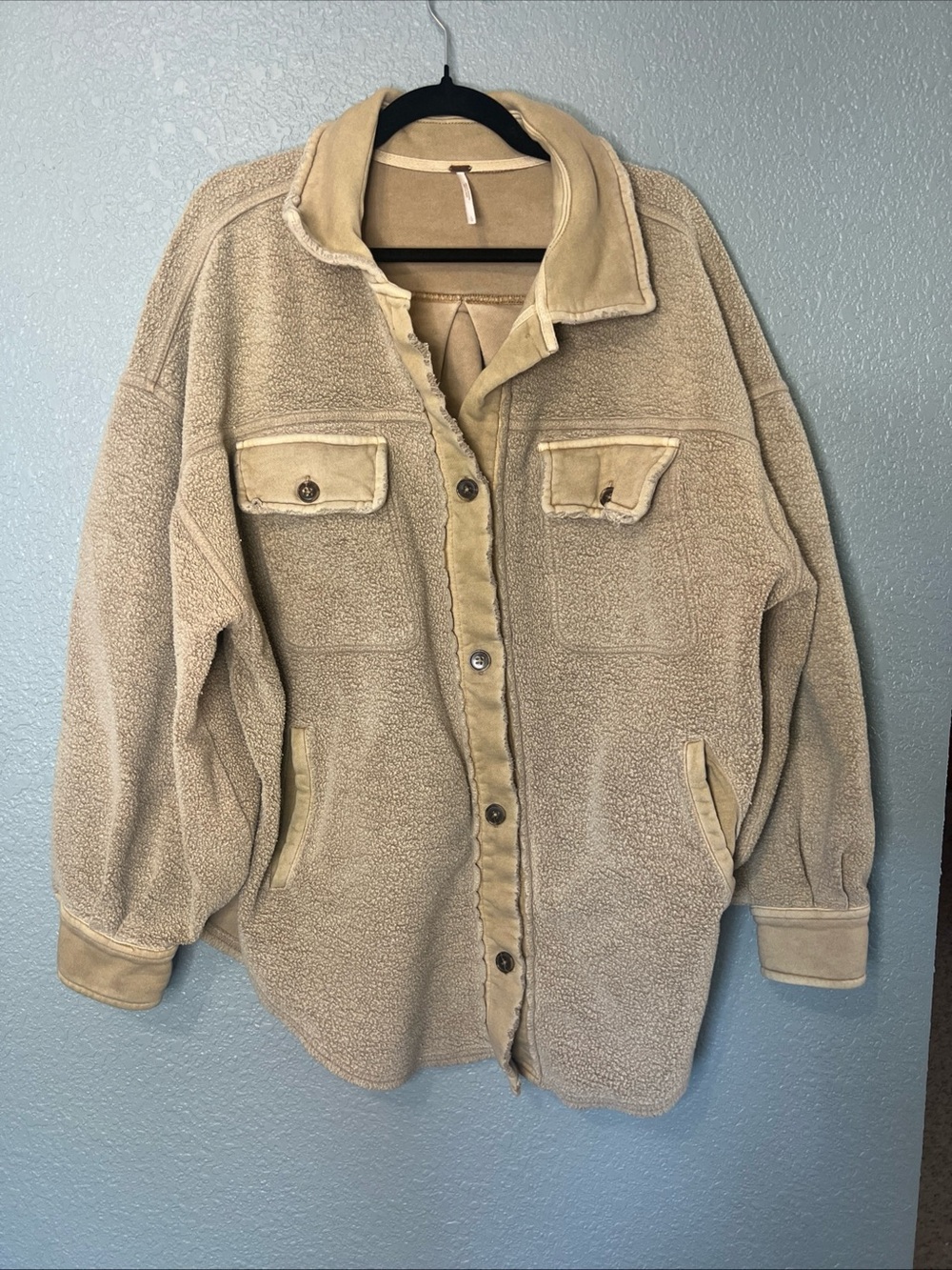 Rare Free People Ruby Shirt Fleece Oversized Buttondown‎ Shacket Jacket Large